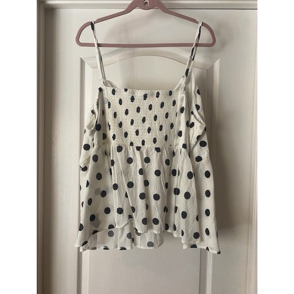 NWOT Torrid Size 4 White & Black polka dot tie front midi cami tank - Picture 2 of 4
